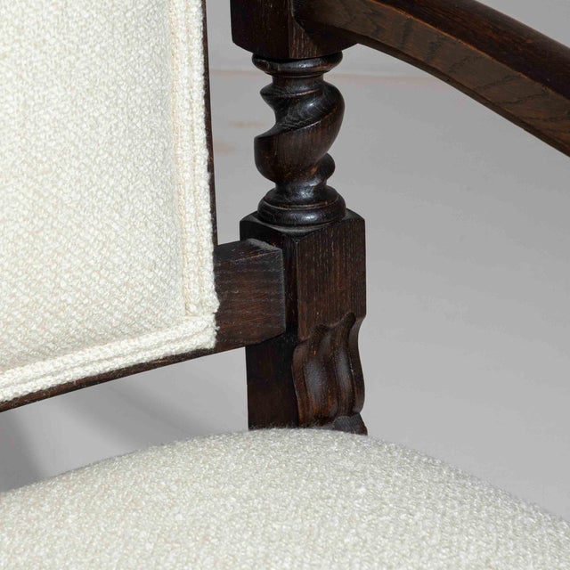 Cream 19th Century France Jacobean Cream Wood Armchair For Sale - Image 8 of 10