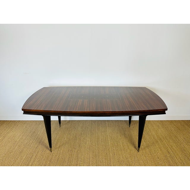 Art Deco Dining Table in Macassar Ebony with Marquetry, 1940s For Sale - Image 4 of 18