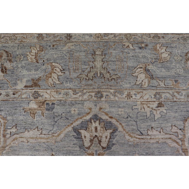 Large Turkish Angora Oushak Rug by Keivan Woven Arts in Light Blue 12'2 X 14'8 For Sale - Image 11 of 17