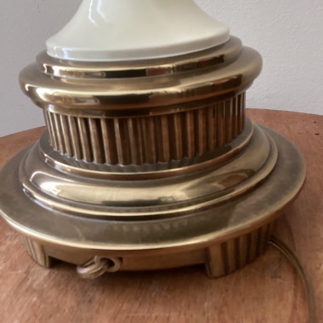 Vintage Rare Ethan Allen Art Deco Brass and Enamel Urn Table Lamp Footed Base For Sale - Image 11 of 12