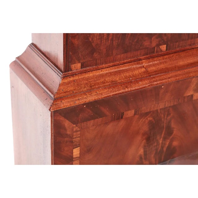 Wood Antique Mahogany 8 Day Painted Face Longcase Clock For Sale - Image 7 of 12