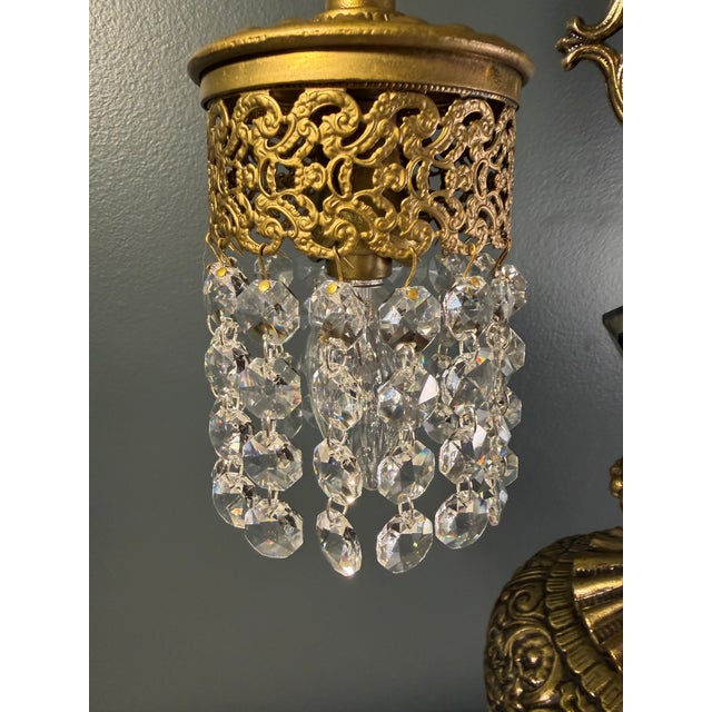 1960s Vintage Loevsky & Loevsky Hollywood Regency Crystal Hanging Pendant Table Lamp For Sale - Image 5 of 18
