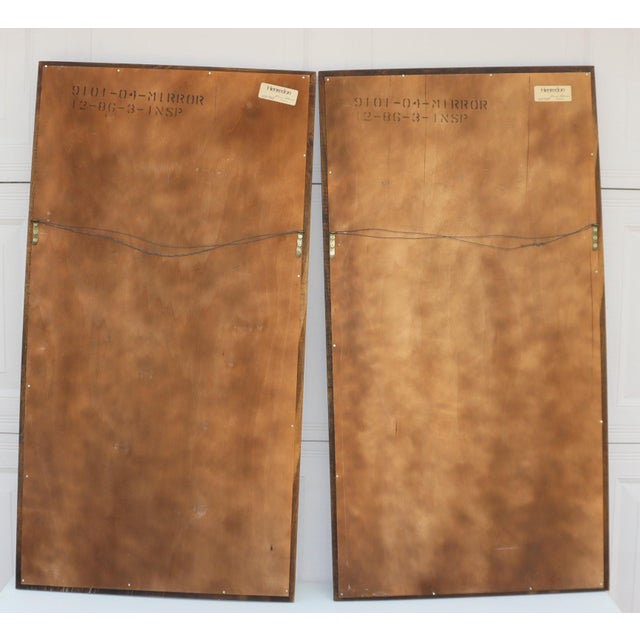 Henredon Pair of Vintage Campaign Henredon Wall Mirrors / Dresser Mirror For Sale - Image 4 of 8