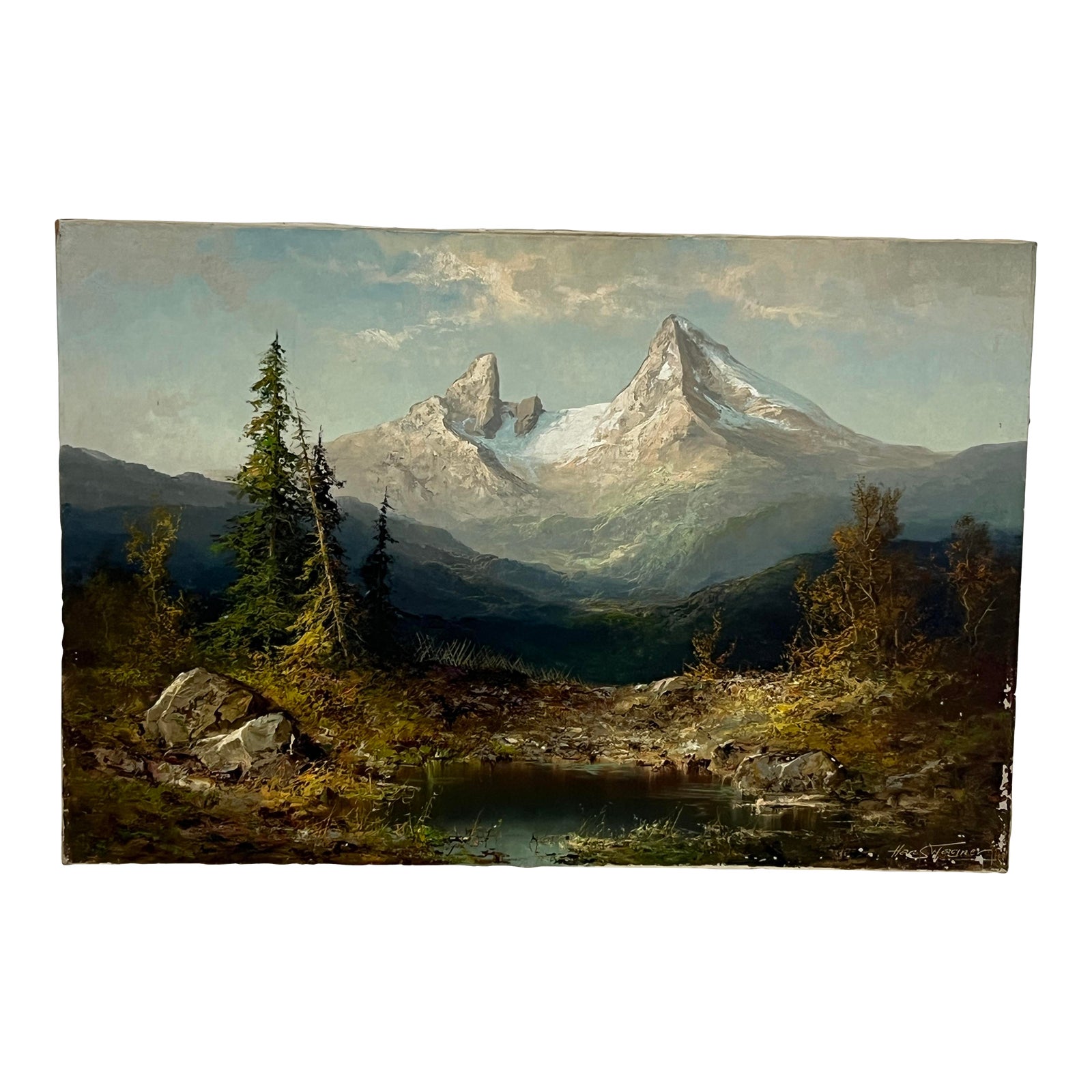 Hans Wagner Original Artwork Mountain Landscape, 1924 | Chairish