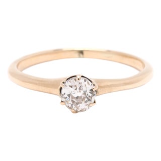 Antique Victorian .40ctw Diamond Engagement Ring, 14k Yellow Gold, Rs 6.25 For Sale