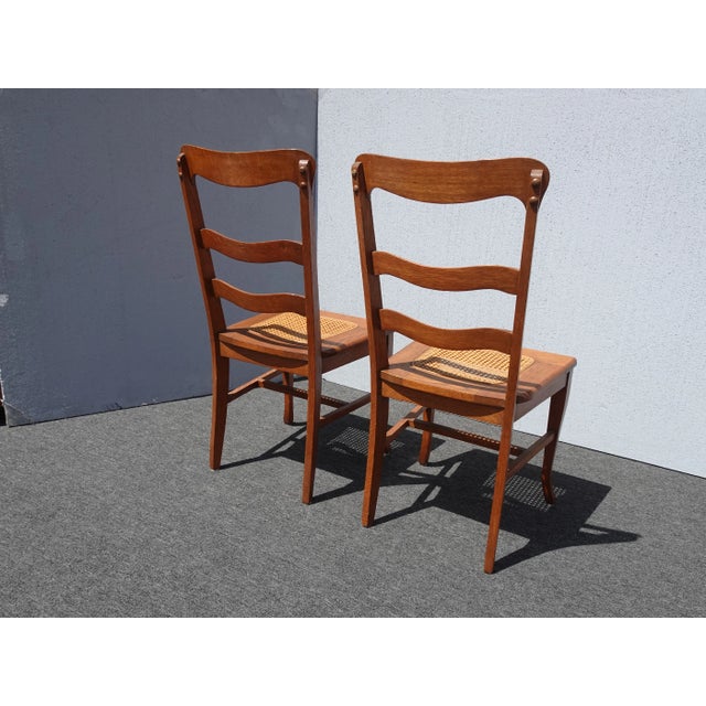 Pair Vintage French Country Oak Cane Side Chairs For Sale - Image 12 of 12
