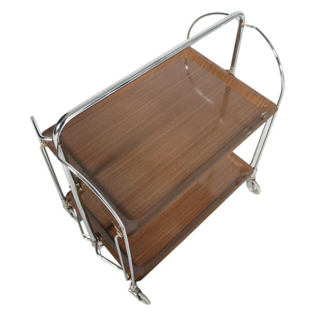 Mid-Century Modern Vintage German Formica and Chrome Serving Cart For Sale - Image 3 of 5