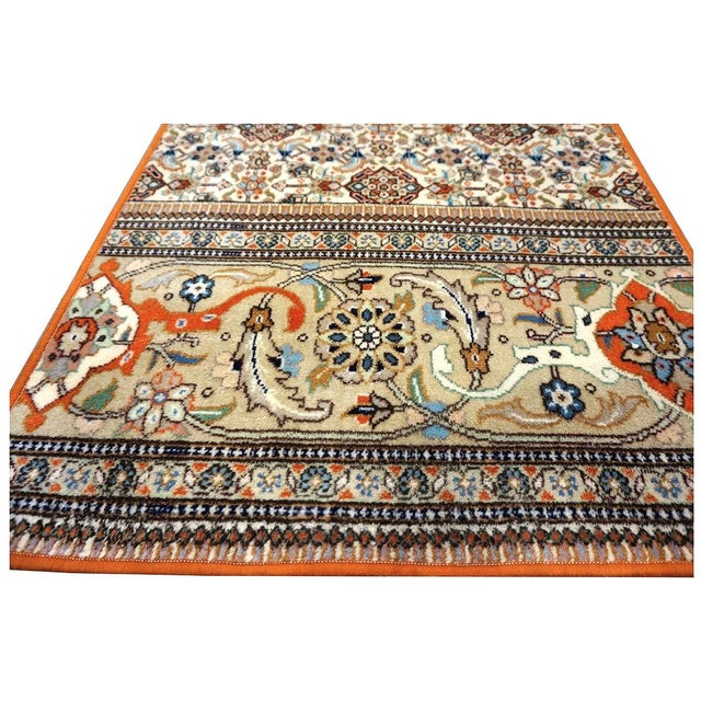 Vintage Persian Tabriz Taba Tabai Wool 3x10 Orange & Ivory Handmade Runner Rug #1144065 For Sale - Image 12 of 15