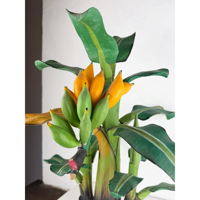 Mid-Century Hand-Carved Wooden Banana Tree Sculpture, South America, 1950s For Sale - Image 4 of 18