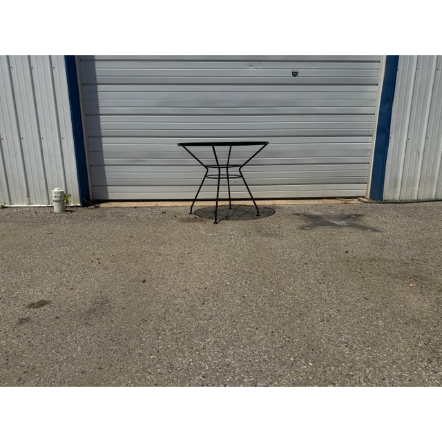Vintage Salterini Style Wrought Iron Mesh Patio Table – 36” Round For Sale - Image 11 of 12