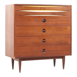 Arne Vodder Style West Michigan Furniture Mid Century Walnut Highboy Dresser