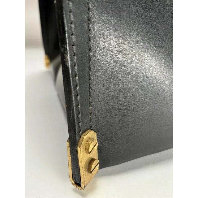 Leather and Brass Dimensionefuoco Firewood Sack by Afra & Tobia Scarpa, Italy, 1980s For Sale - Image 4 of 11