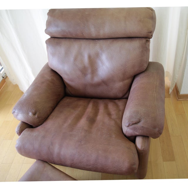 Mid-Century Modern Coronado Lounge Chair in Brown Leather by Tobia and Afra Scarpa for B&B Italia / C&B Italia, 1960s For Sale - Image 3 of 12