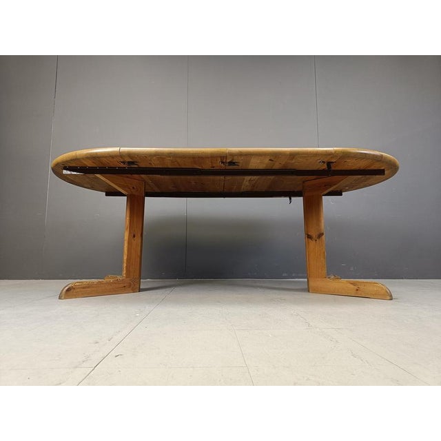 Set of 4 scandinavian pine wood dining chairs by Rainer Daumilier for Hirtshals Savvaerk with an extendable dining table....