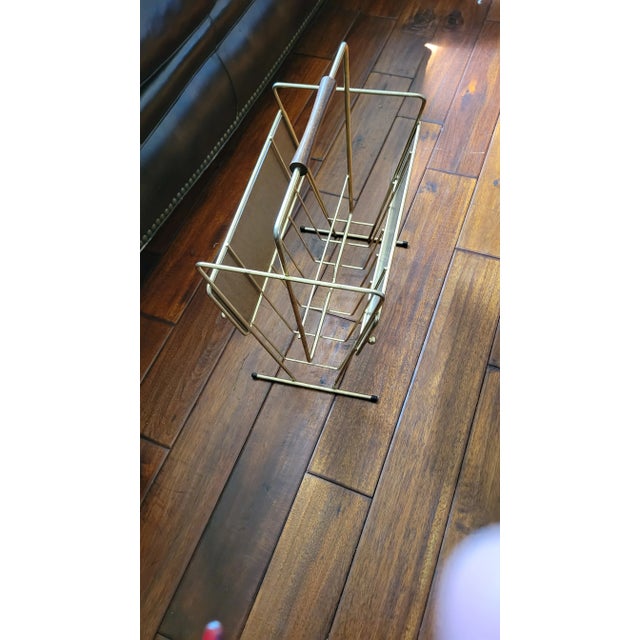 Mid 20th Century Brass Magazine Rack For Sale - Image 9 of 11