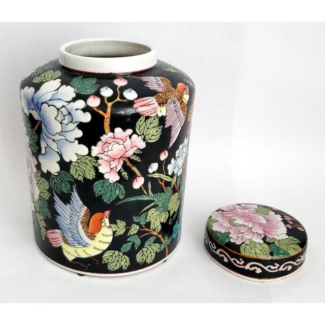 Pink Ginger Jar Birds & Butterflies For Sale - Image 8 of 12