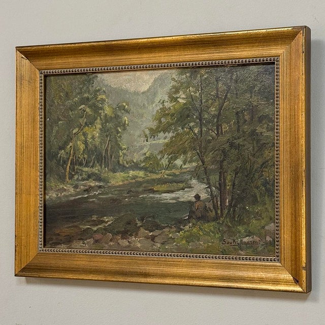 Framed Oil Painting on Panel by Laurent Souky (1914–2005), 'Au Bord Du Lesse' For Sale - Image 4 of 18