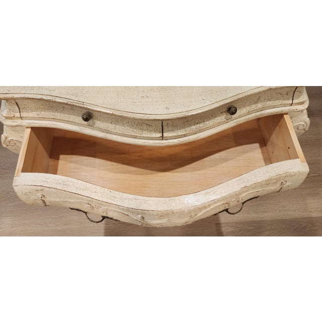 Late 20th Century Grand French Provincial Cream Bombé Commodes, Pair For Sale - Image 11 of 16