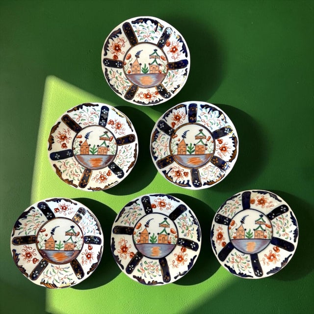 Bring early 19th-century English charm to your walls or tabletop with this delightful set of six antique Gaudy Welsh...