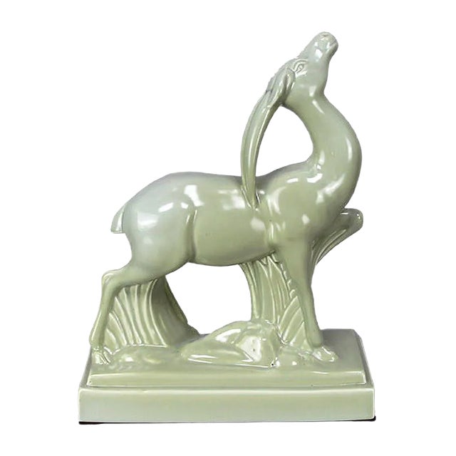 Art Deco Ceramic Deer Figure For Sale