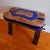 2020s Handcrafted Moroccan Camel Saddle, Genuine Leather Cushion Stool in Blue and Tan For Sale - Image 5 of 10