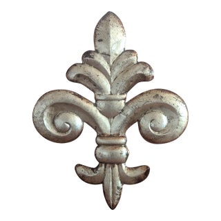 Fleur De Lis Wall Hanging, Rubbed Silver For Sale