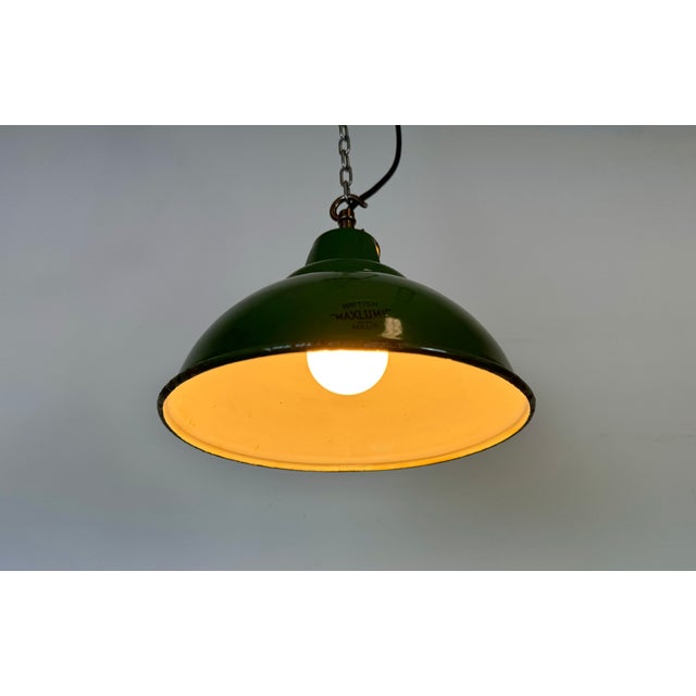 Industrial Green Enamel Factory Pendant Lamp from Maxlume, 1960s For Sale - Image 12 of 18