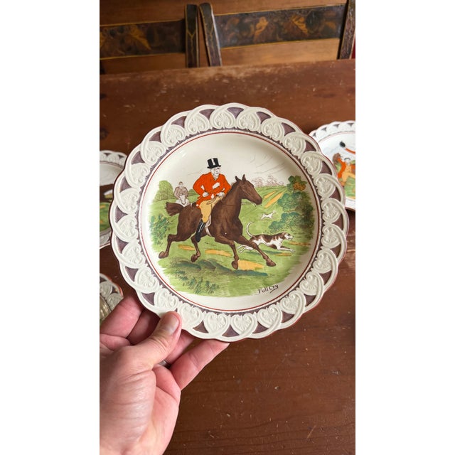 American A Very Fine Set of 6 Wedgwood Equestrian and Fox Hunting Scene Plates, Circa 1920's For Sale - Image 3 of 17
