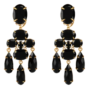 Greta Earrings (Black) (Clip On)