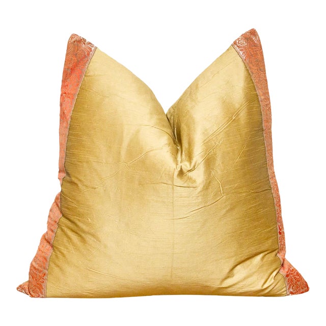 Satoimo Gold Festive Silk Euro Pillow Cover For Sale