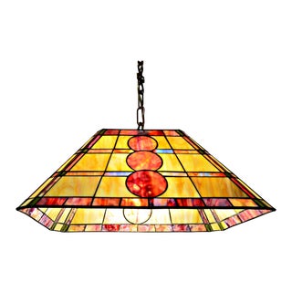 Stained Glass Rectangular Pending Lamp For Sale