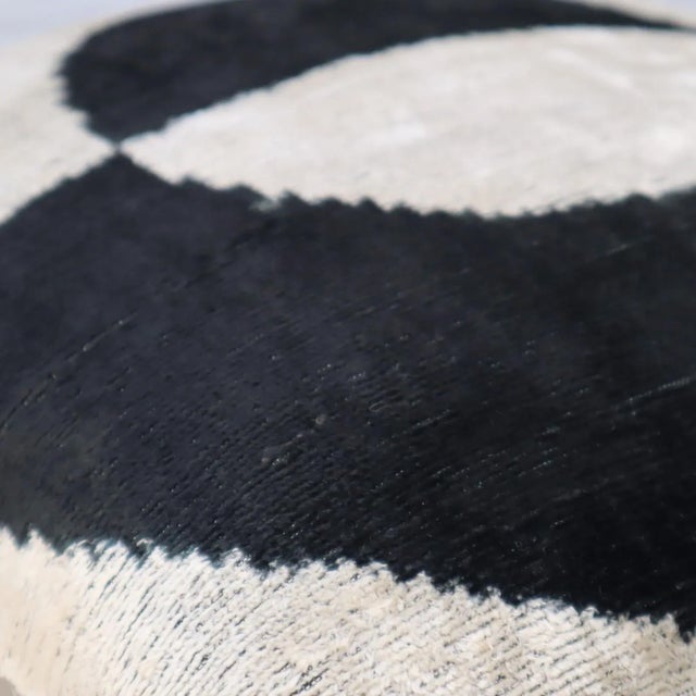Contemporary Black & White Handmade Silk Throw Pillow With Down Insert For Sale In San Francisco - Image 6 of 7