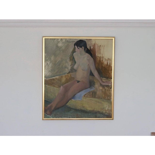 Original Oil on Canvas – “Model” by Penzell, Dated 1973 – Signed, Framed 63 × 74 cm (24.8" × 29.1") A contemplative oil...