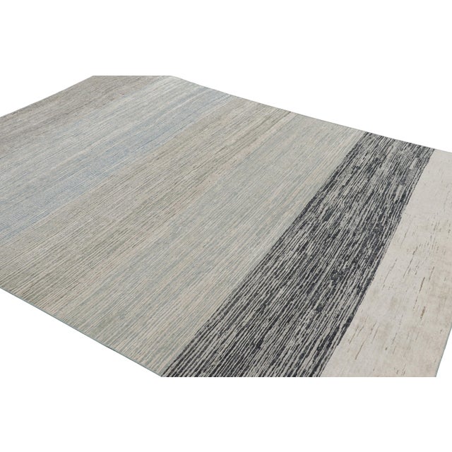 Rug & Kilim Rug & Kilim’s Textural Rug in Beige and Gray With Stripes and Striae For Sale - Image 4 of 7