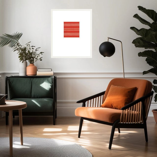 Not Yet Made - Made To Order Lagoon in Melon - Fiber Art Fine Art Print - Matted & Framed For Sale - Image 5 of 5