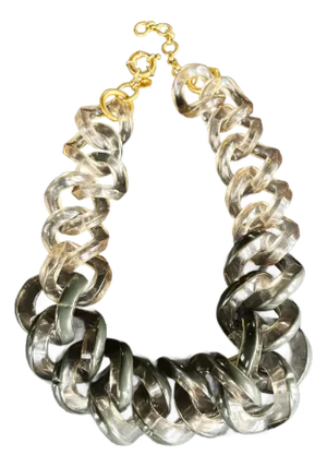 Vintage 90's Chunky Two-Tone Lucite Chain Necklace