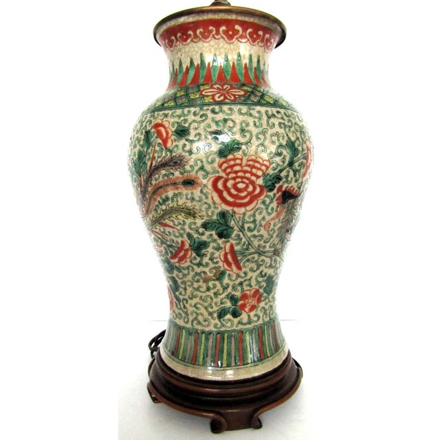 Green Antique Chinese Ming Dynasty Famille Verte Phoenix Vase Table Lamps - a Pair For Sale - Image 8 of 12