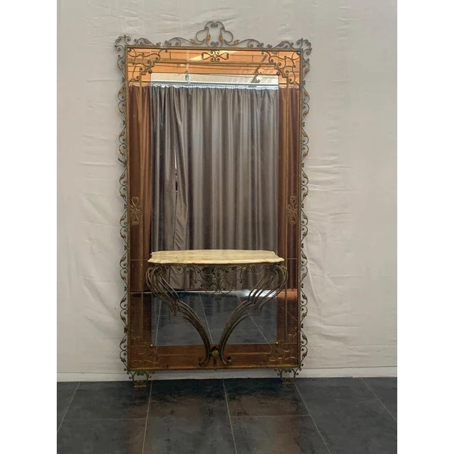 Wrought Iron Console Table with Mirrored Back by Pierluigi Colli, 1950s For Sale - Image 12 of 12
