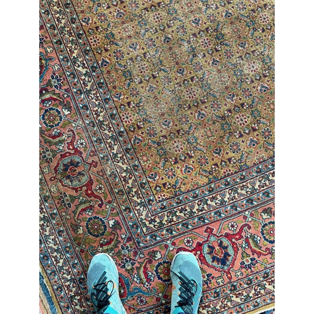 Circa 1930's Rug with Mustard Saffron & Salmon Colors 9.3. X 12.3 For Sale - Image 4 of 13
