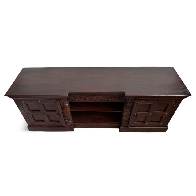 Vintage Colonial Walnut Stained Media Cabinet For Sale - Image 10 of 12