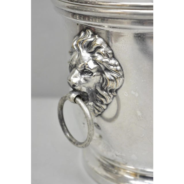 Vintage English Regency Winthrop Silver Plated Lion Handle Covered Ice Bucket For Sale In Philadelphia - Image 6 of 18
