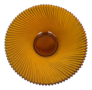 Mid-Century Amber Swirl Glass Fruit Bowl, 1970s