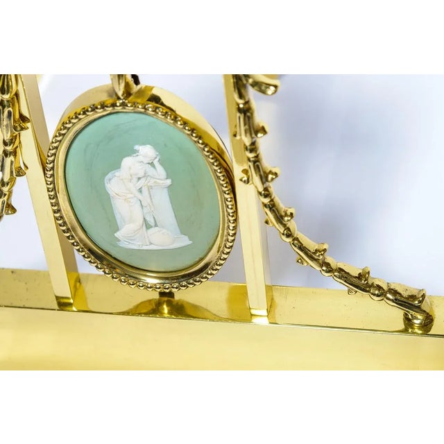 Antique English Brass & Wedgwood Fireplace Fender, 19th C. Regency For Sale - Image 9 of 13