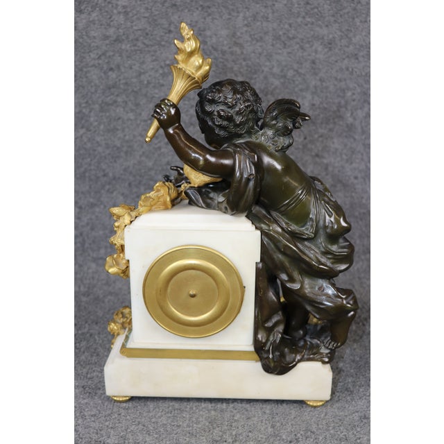 Fine Marble and Bronze Figural Clock Candelabras by Lemerle Charpentier For Sale - Image 4 of 16