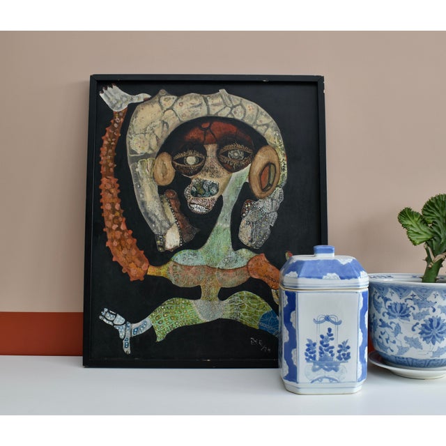 Spanish Gonzalo Sebastian De Erice, Figure, 1974, Oil on Board For Sale - Image 3 of 9