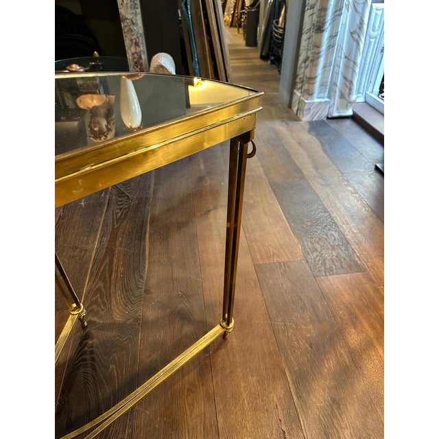 Large French Brass Demi-Lune Console Table, 1960 For Sale - Image 4 of 17