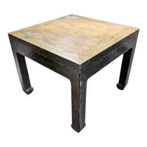 Mid 20th Century Vintage Black & Tan Ming Side Table