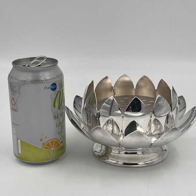 Stunning mid-20th-century silverplate lotus flower centerpiece by Reed & Barton. This three-piece set includes a base...