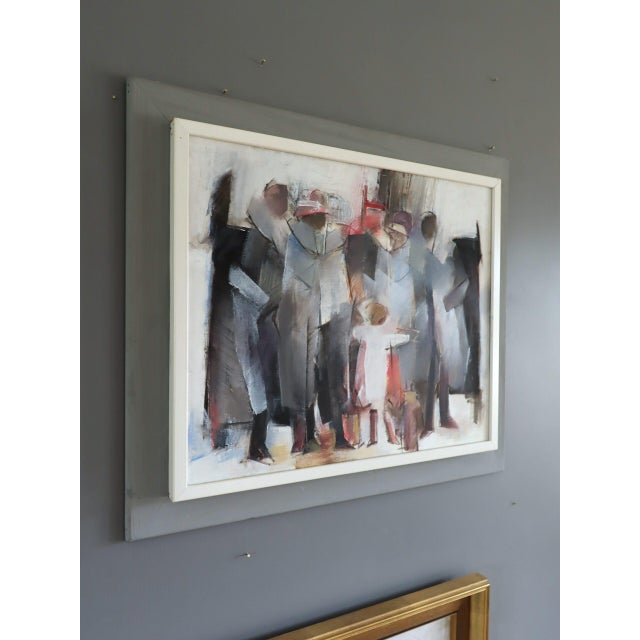 Mid 20th Century Mid-Century Modern 'The Waiting Place' Vintage Swedish Original Abstract Figurative Oil Painting, Framed For Sale - Image 5 of 12