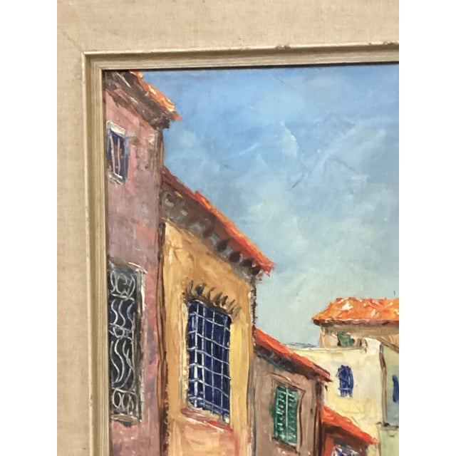 Wood Mid 20th Century Painting of Tropical Town For Sale - Image 7 of 9